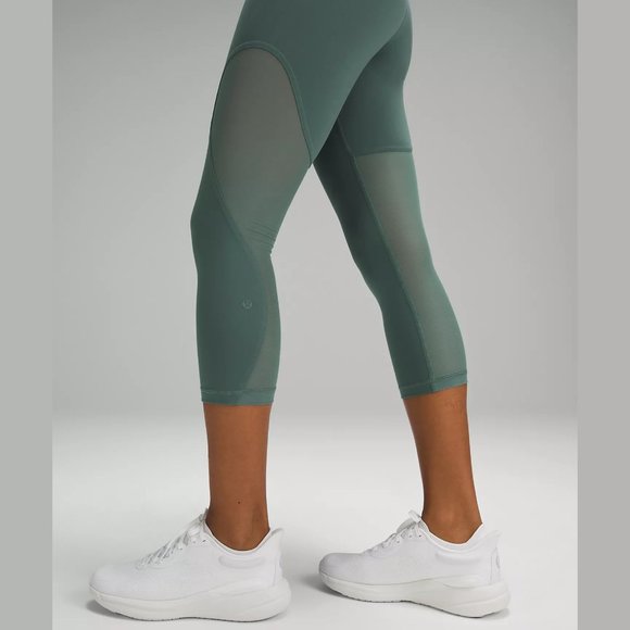 NEW lululemon Size 10 Wunder Train Mesh Panel High-Rise Crop 21" - Medium Forest - Picture 5 of 5